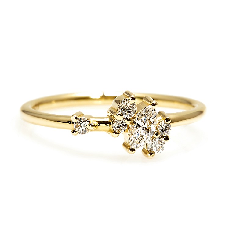 Trendy ring s061 in Gold or Platinum with Diamonds