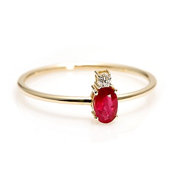 Trendy ring s066 in Gold or Platinum with Ruby and Diamonds