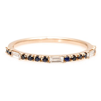 Trendy ring s241 in Gold with Diamonds and Sapphires