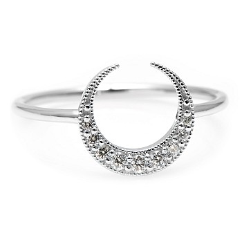 Trendy ring s271 in Gold, Crescent Model with Diamonds