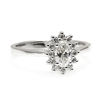 Halo Engagement Ring in Gold with Oval Diamond certified GIA i042DovDi