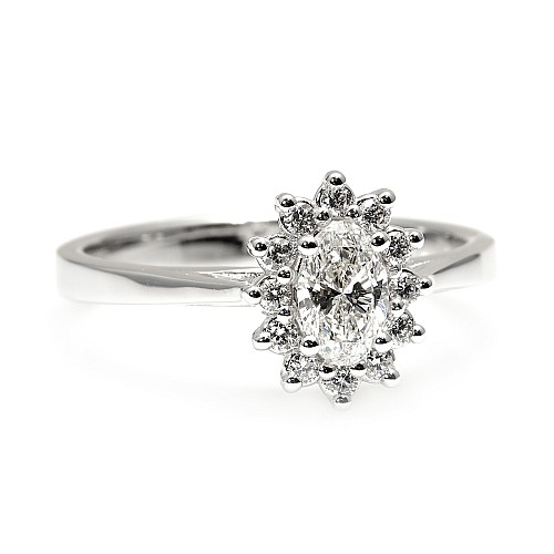 Halo Engagement Ring from Platinum with 2.00ct Diamond GIA Certificate and Colorless Diamonds i042PtDovDi