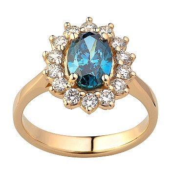 Engagement ring i055Dbovdi Kate Middleton in Gold with Blue Diamond and Diamonds