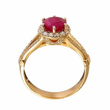 Engagement Ring i122311RbDi in Gold with Ruby and Diamonds