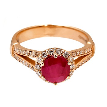 Engagement Ring i122311RbDi in Gold with Ruby and Diamonds