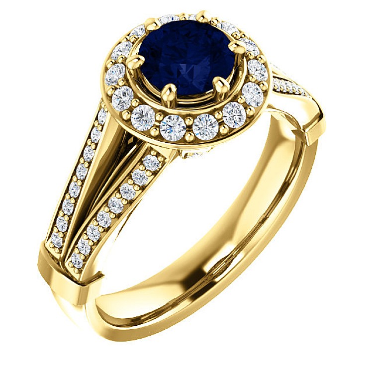 Engagement Ring i122311SfDi in Gold with Sapphire and Diamonds