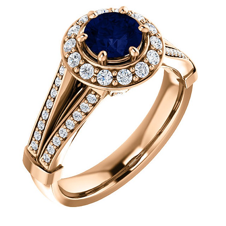 Engagement Ring i122311SfDi in Gold with Sapphire and Diamonds