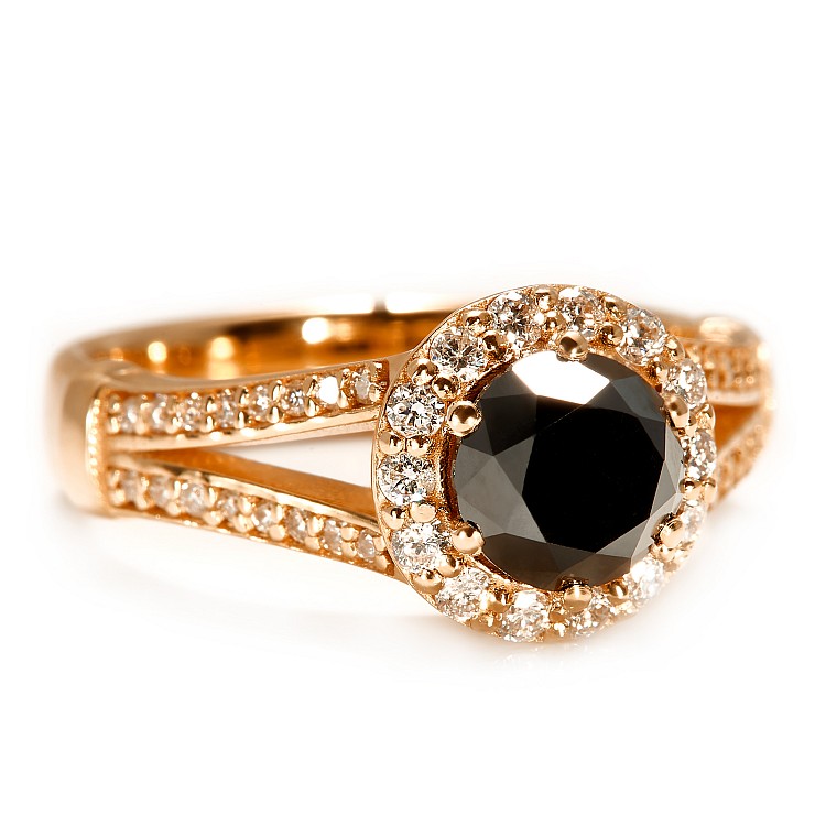 Engagement ring i122311DnDi in Gold with Black Diamond and Diamonds