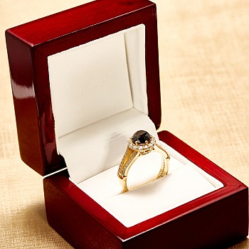 Halo Engagement Ring in 18k Yellow Gold with Black Diamond and Colorless Diamonds i122311DnDi