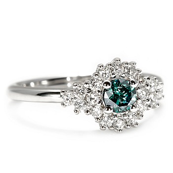 Halo Engagement Ring in 14k White Gold with Blue Diamond and Secondary Diamonds i122650DbDi