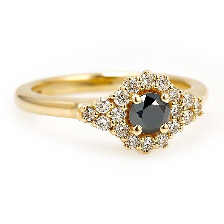 Engagement ring i122650DnDi in Gold with Black Diamond and Diamonds