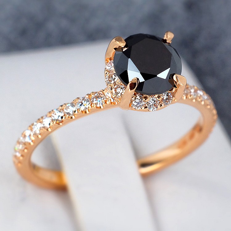 Engagement ring i164dndi in Gold with Black Diamond and Diamonds