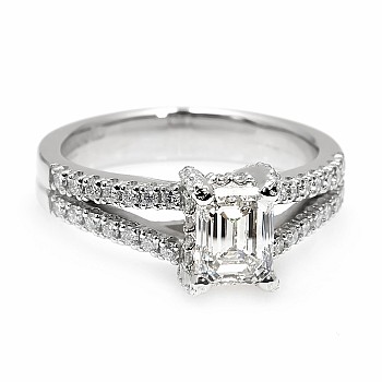 Engagement Ring i1859DiemDi in Gold with Emerald Cut Diamond - GIA 0.50ct - 0.70ct