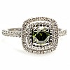 Verlovingsring i1903DvDi in goud met groene diamant en diamanten