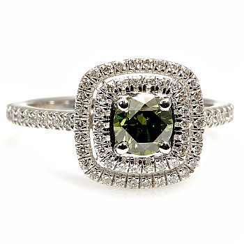 Engagement ring i1903DvDi in Gold with Green Diamond and Diamonds