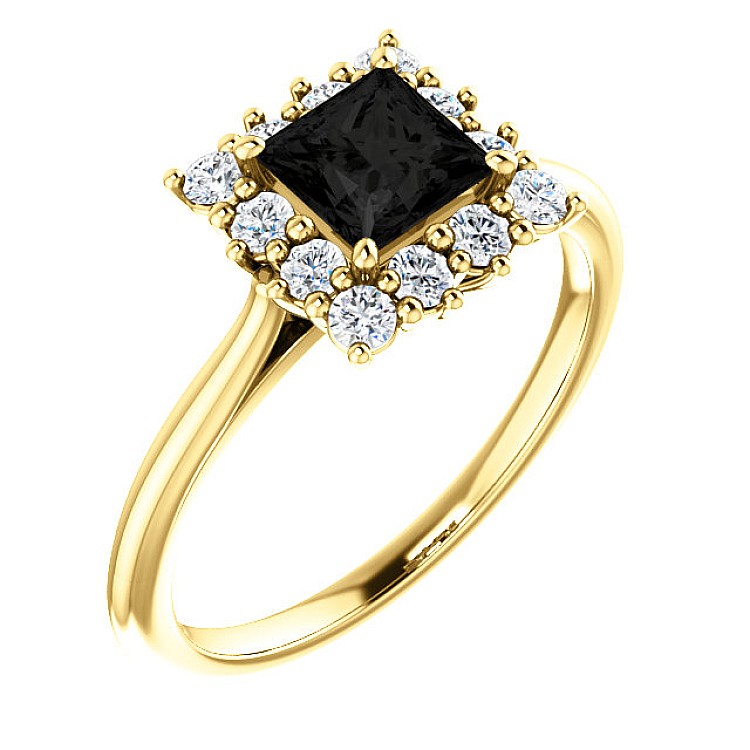 Engagement ring i71606DnDi in Gold with Black Diamond and Diamonds