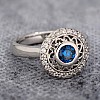 Vintage ring in Gold or Platinum with Blue Diamond and Diamonds i71755DbDi