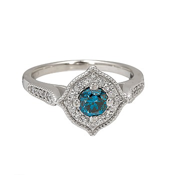 Gold Engagement Ring with Blue Diamond i71887DbDi