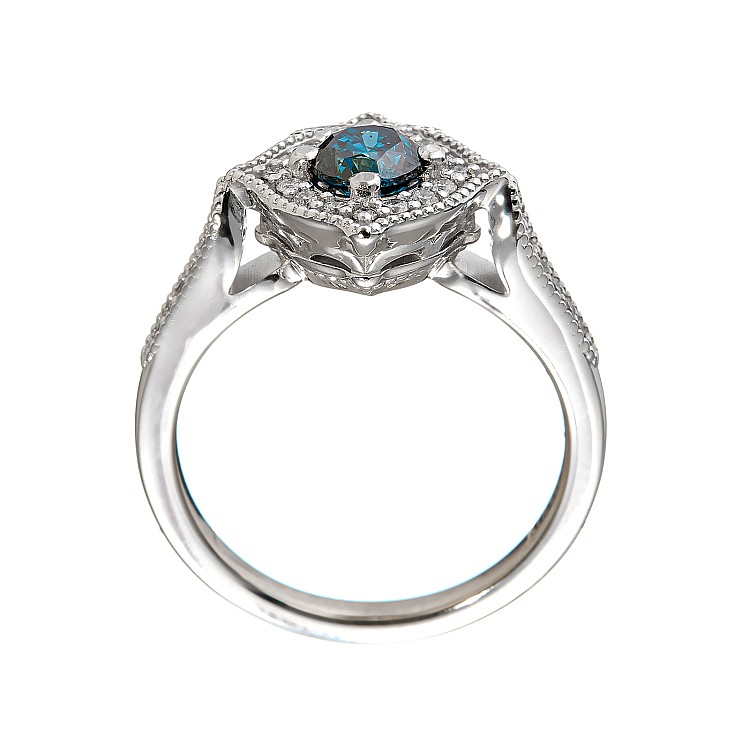 Gold Engagement Ring with Blue Diamond i71887DbDi