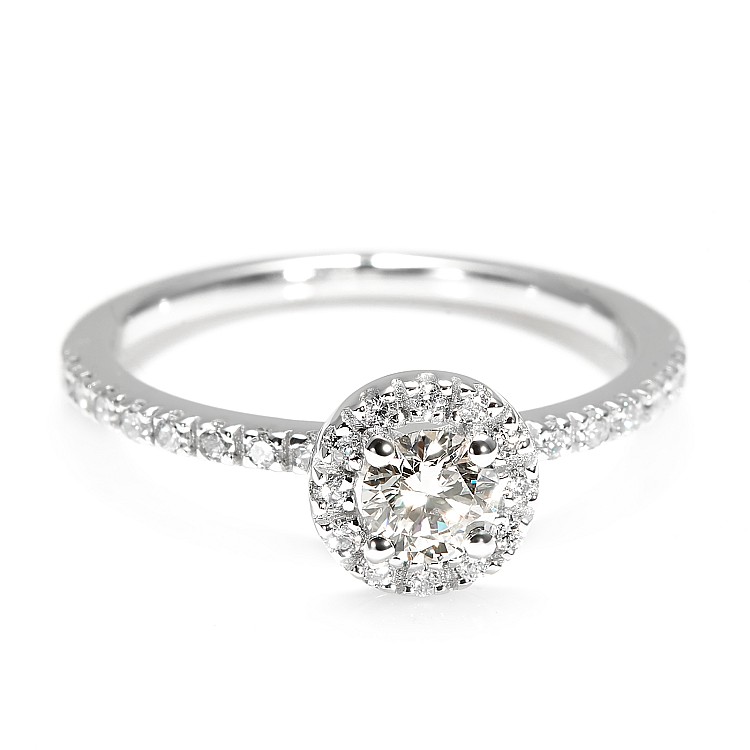 Gold Engagement Ring with GIA Central Diamond and Cut Diamonds - GIA 1.00ct i884didi