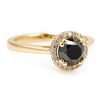 Engagement ring i030DnDi in Gold with Black Diamond and Diamonds