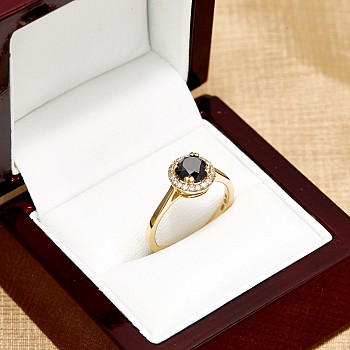 Engagement ring i030DnDi in Gold with Black Diamond and Diamonds