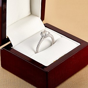 18k White Gold Engagement Ring with Central Diamond 0.25ct and Secondary Diamonds i1420didi