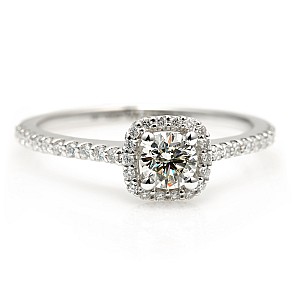 18k White Gold Engagement Ring with Central Diamond 0.25ct and Secondary Diamonds i1420didi