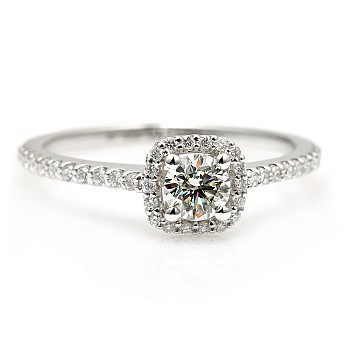 Halo Engagement Ring in 18k White Gold with Certified GIA Central Diamond i1420didi