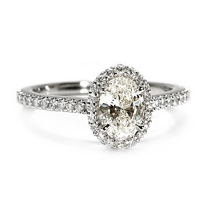 Halo Engagement Ring in 18k White Gold with Diamond 2.00ct GIA Certificate i1420didi