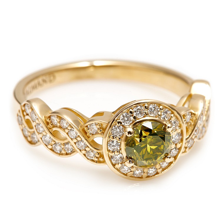 Engagement ring i2675DVDI in Gold with Green Diamond and Diamonds