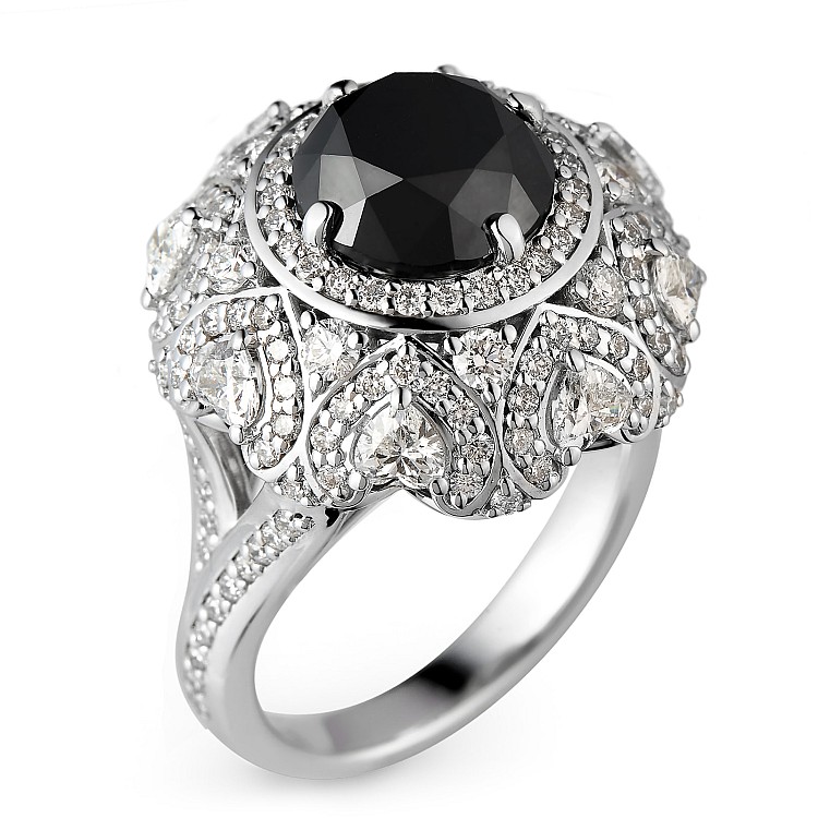 Engagement ring i2699DnDi in Gold with Black Diamond and Diamonds