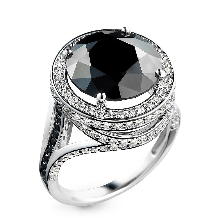 Engagement ring i2713DnDi in Gold with Black Diamond and Diamonds