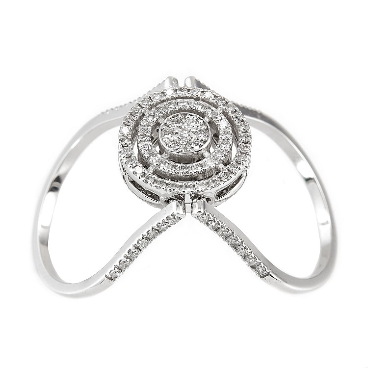 Ring - Pendant with Movable Chains in Gold with Baguette and Round Diamonds i2932