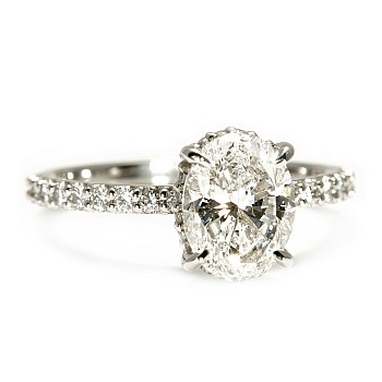 Tiffany-style Platinum Engagement Ring with GIA Certified 2.00ct Oval Diamond i4054DovDi