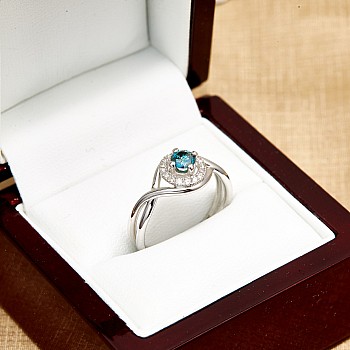 Engagement ring i590dbdi in Gold with Blue Diamond and Diamonds