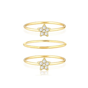 Set of Star Rings set1945DiDi in Gold or Platinum with Diamonds