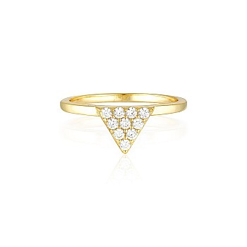 Triangle Ring i327 in Gold or Platinum with Natural Diamonds