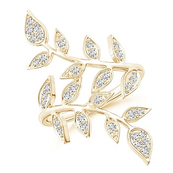 Leaf Ring i344 in Gold or Platinum with Natural Diamonds