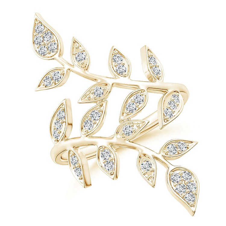 Leaf Ring i344 in Gold or Platinum with Natural Diamonds