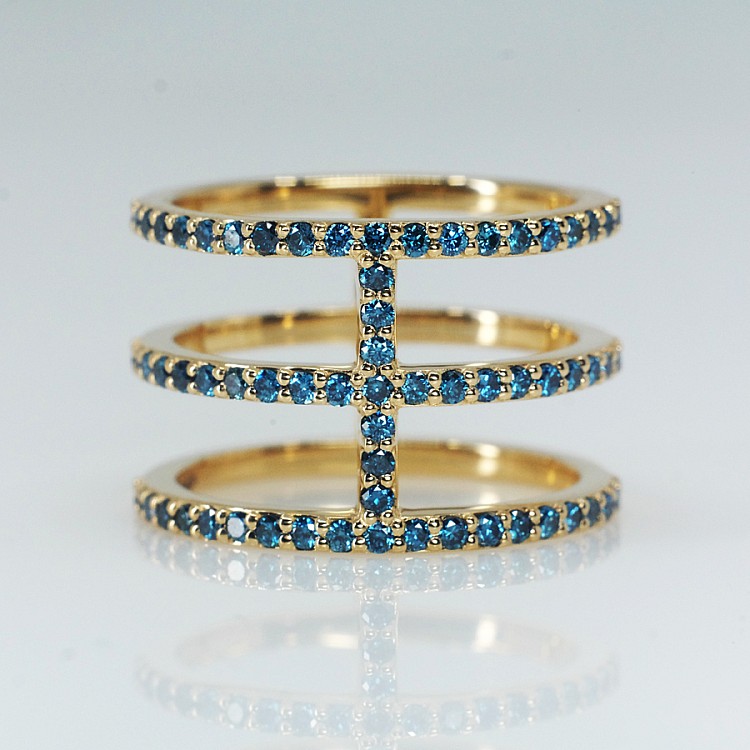 Gift Ring i613db in Gold with Blue Diamonds