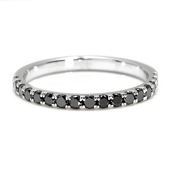 14k White Gold Semi-Eternity Ring with Black Diamonds i2029dn