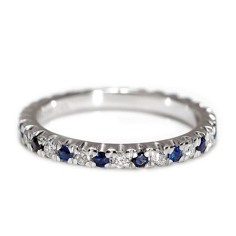 Eternity Ring in Platinum with Sapphires and Colorless Diamonds i2119SfDi