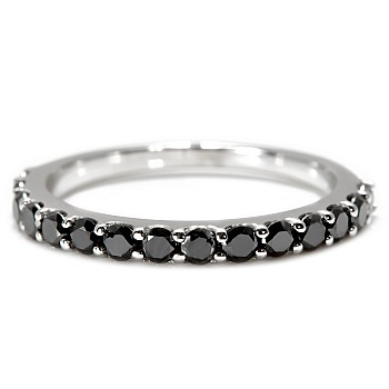 14k White Gold Semi-Eternity Ring with Black Diamonds i3149dn