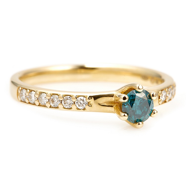 Engagement ring i057dbdi in Gold with Blue Diamond and Diamonds