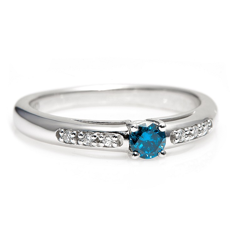 Engagement ring i058dbdi in Gold with Blue Diamond and Diamonds