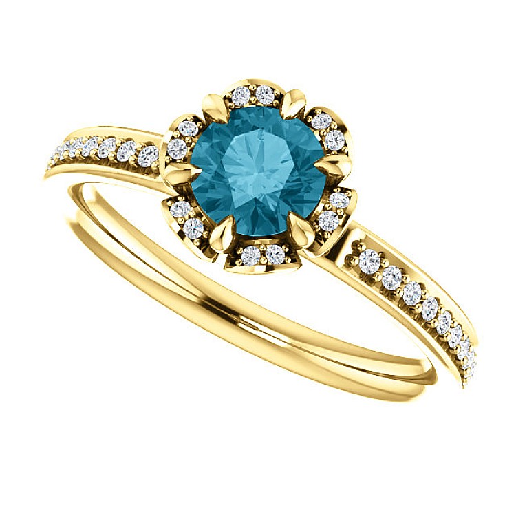 Engagement ring i121997DB in Gold with Blue Diamond and Diamonds