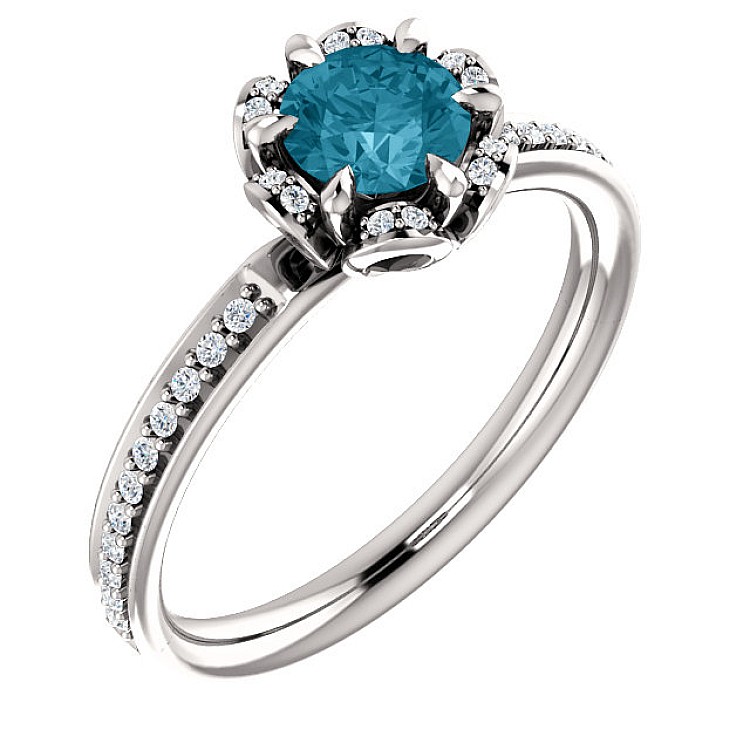 Engagement ring i121997DB in Gold with Blue Diamond and Diamonds