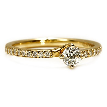 14k Yellow Gold Engagement Ring with Central Diamond 0.25ct i122358Didi