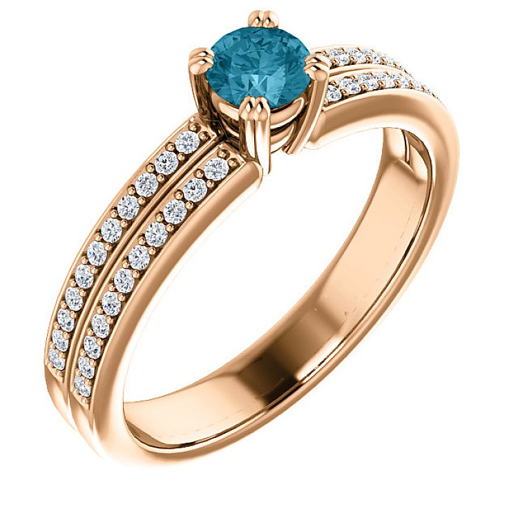 Engagement ring i122376DbDi in Gold with Blue Diamond and Diamonds